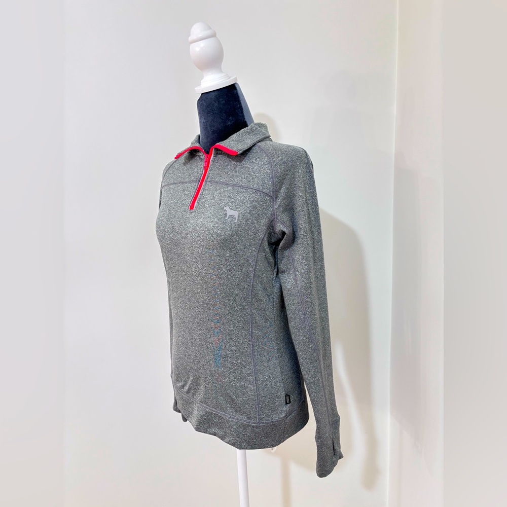 PINK Grey Zip Collar Pullover Size Xs